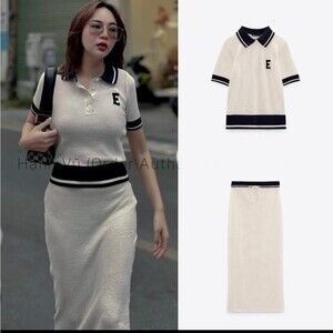 ZARA SET COMBO LETTER POLO + SKIRT